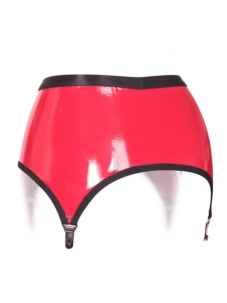 Sexy Women 4 Straps PU Garter Belt Gothic Punk Wetlook Garters Patchwork Faux Leather Club Dance Stage Wear Costume