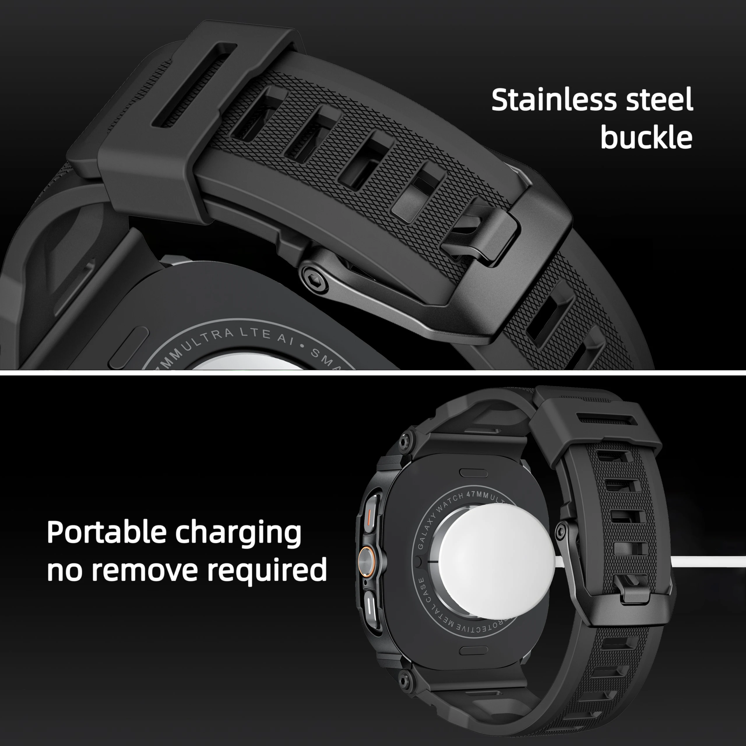 Enhanced Metal Case and Silicone Sport Strap Combo