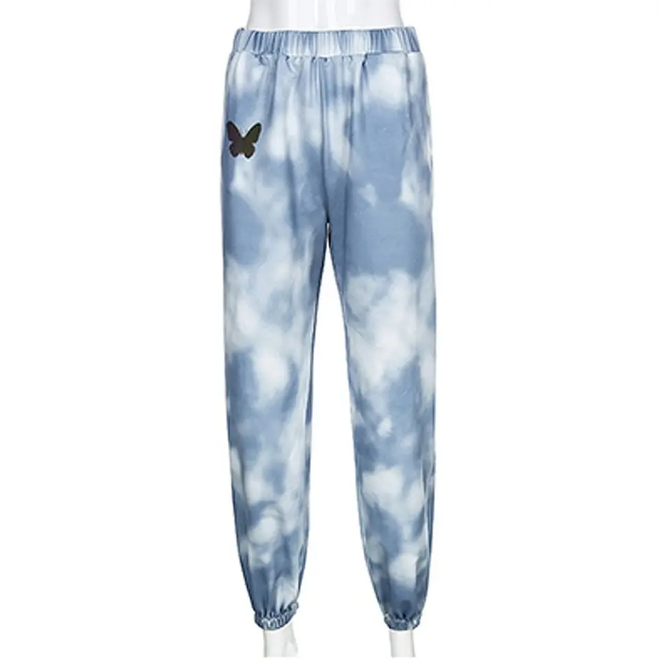 black pants 2021 summer new casual pants tie-dye harem pants tie-dye pants sports pants elastic waist loose wild slim women baggy pants Pants & Capris