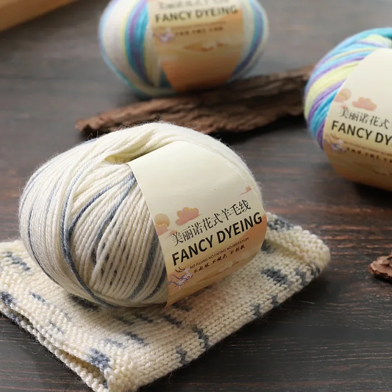 Meilino Wool Yarn Dyed with Multiple Colors Fine Yarn Hand Woven with Colorful Crochet Hooks Needles and Hand Woven Cashmere 4