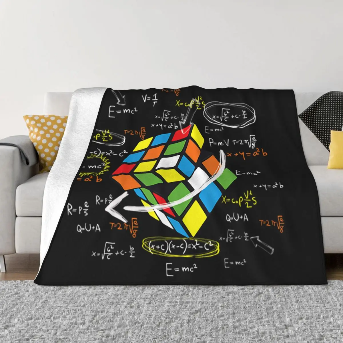 

Cool Math Rubix Rubik Player Cube Blanket Soft Fleece Warm Flannel Rubics Math Lovers Throw Blankets for Sofa Bedding Bedspread