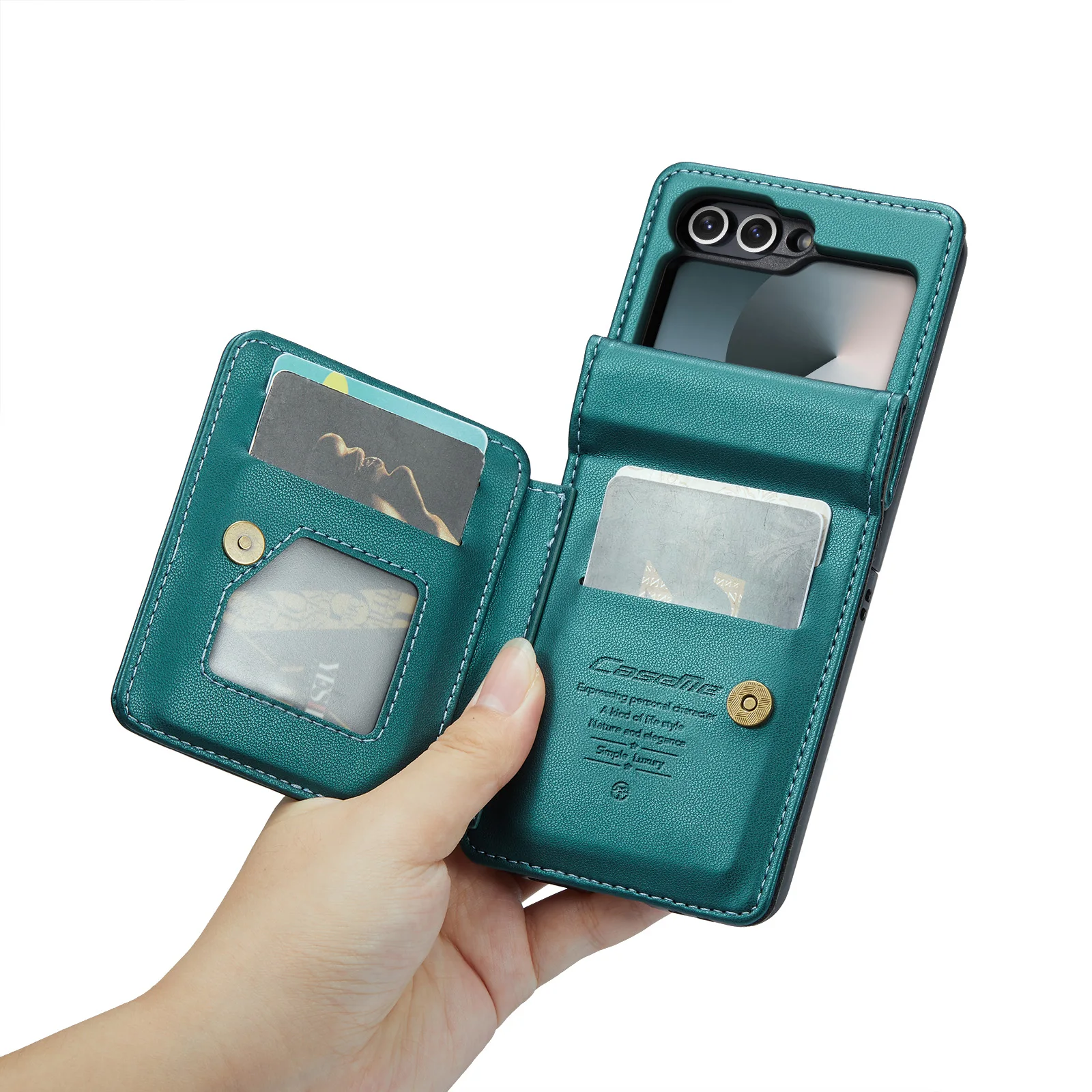 Leder Brieftasche Kartenhalter Fall für Samsung Galaxy Z Flip 6 5 4 3 5G Flip6 Geldbörse Tasche RFID Multifunktionale Abdeckung_voghion.com