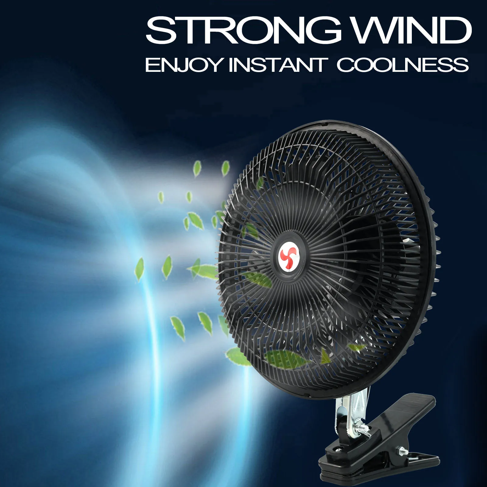 12V 8'' Summer Portable 360 Rotatable Car Cooling Oscillating Fan Ceiling Travel Adjustable Clip On Auto Electric Fan Cooler For Electric Fan Car Fan