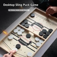 Fast Sling Puck Game Paced Wooden Table Hockey Winner Games Interactive Toy Fast Sling Puck Board Game Toys For Children 2