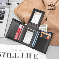GENODERN Business Men's Leather Wallet Tri-Fold Multi-Card-Slot Wallet US Gold Clip Coin Pocket 1