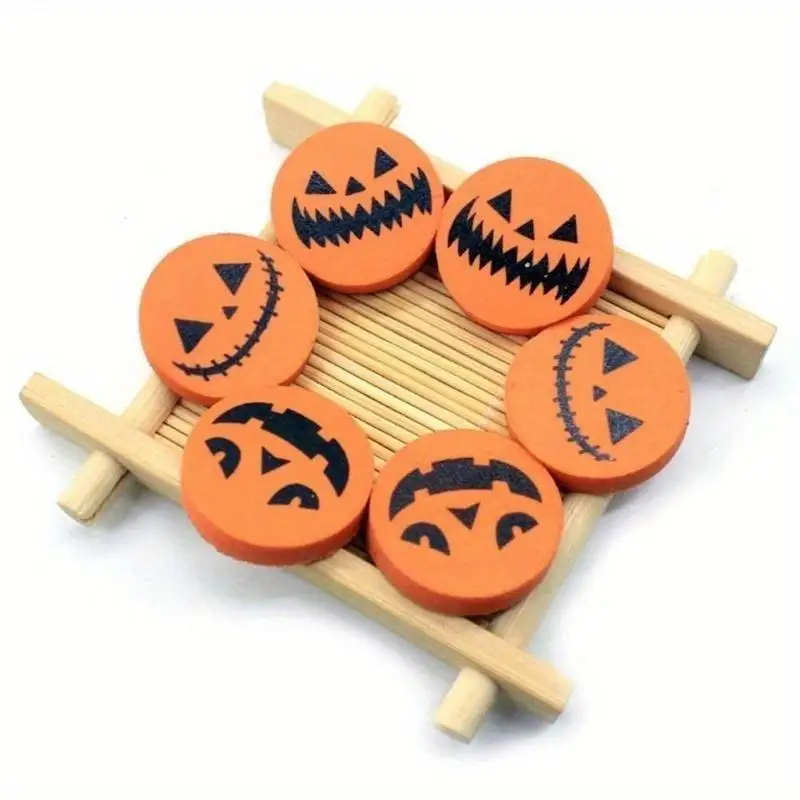 3/6Pc Creative Halloween Rubber Pumpkin Printing Eraser Students Stationery Suitable Classmate Study Writing Error Pencil Eraser