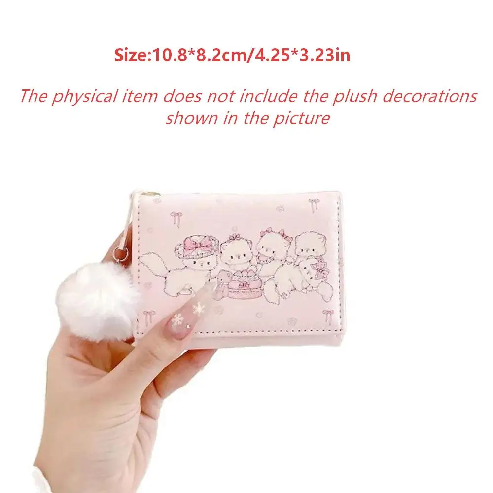 Mode Kawaii Katze Druck Kurze Brieftasche PU Leder Mehrzweck Geldbörse Faltbare Rosa Geld Tasche Frauen Mädchen Reisen – Detail 1