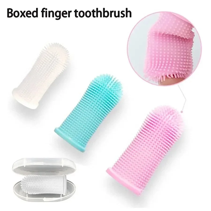 Pet Finger Toothbrush Cleaning Products for Cats and DogsOral Cleaning ToothbrushesSilicone Bristles 1