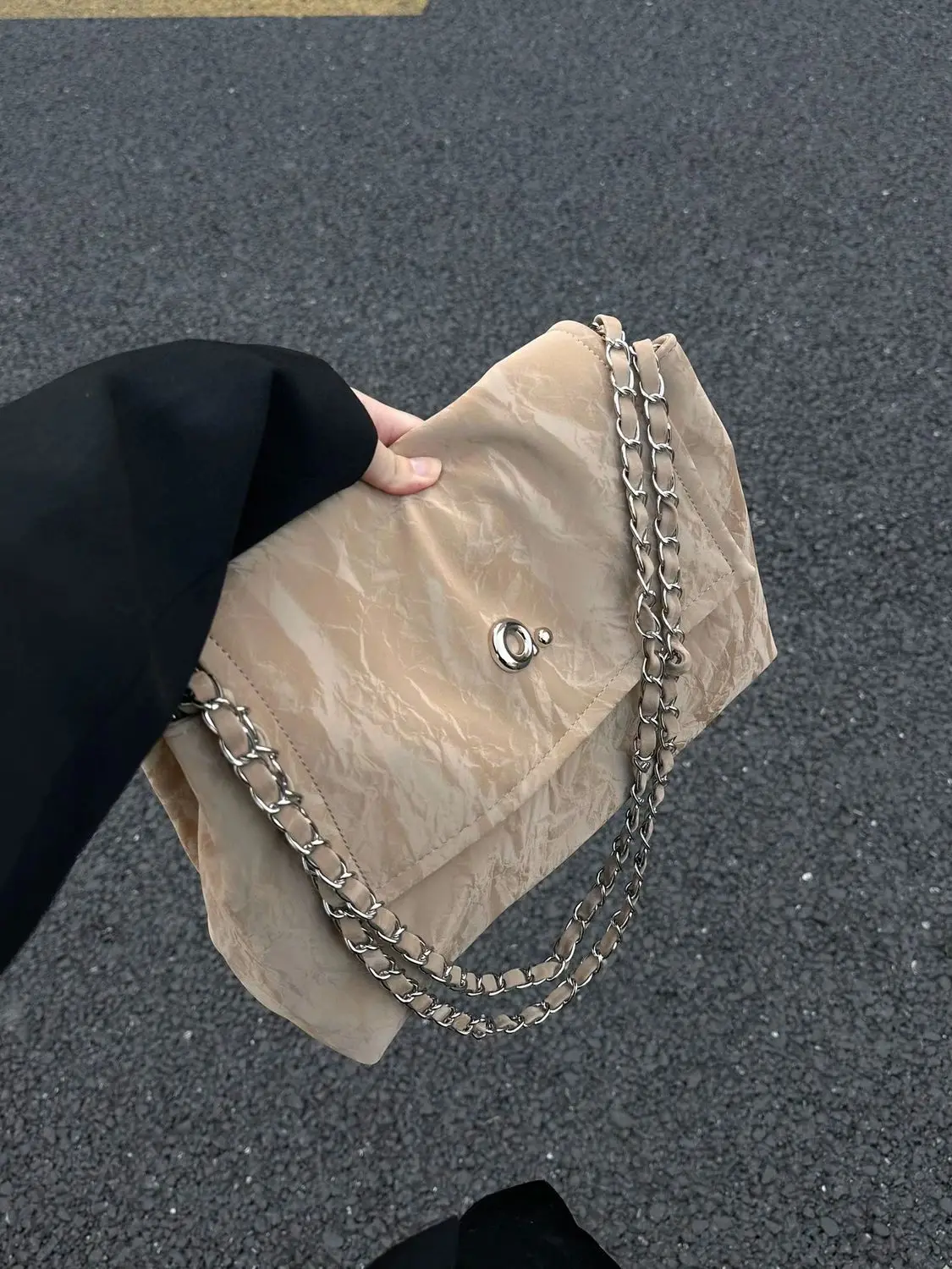 JIAERDI Vintage Khaki Shoulder Bags Wallet Women Retro Chain Casual Large Capacity Tote Bag Ladies Versatile Y2k Handbag 2025