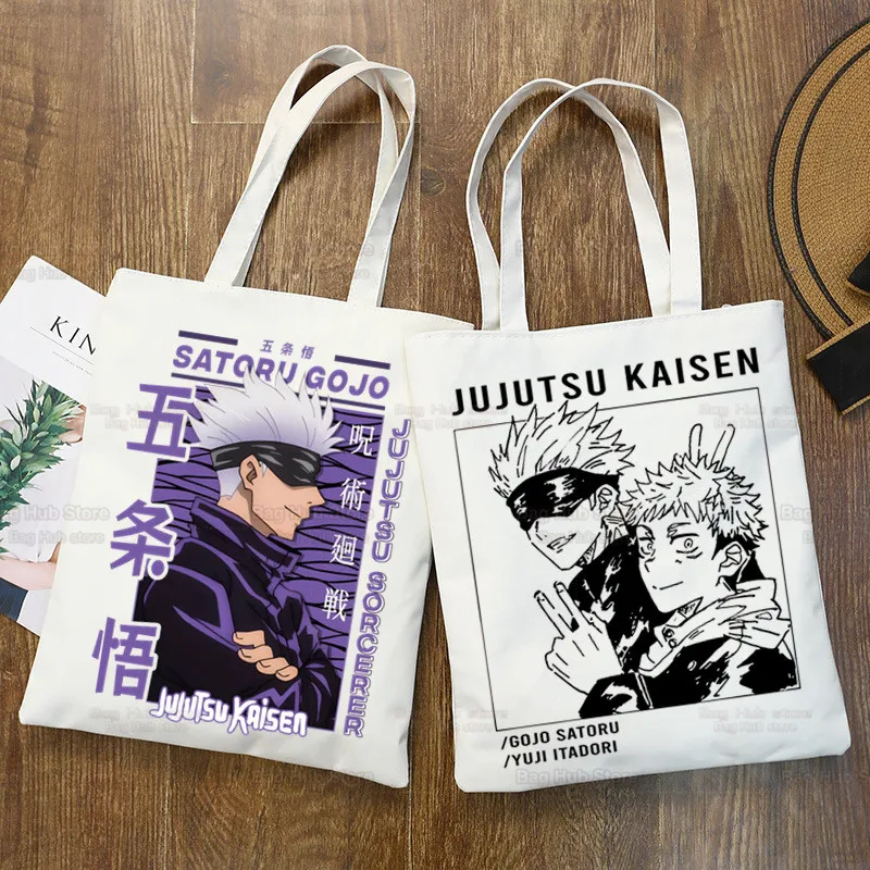 

Jujutsu Kaisen Cartoon Shopping Bag Ryomen Sukuna Itadori Yuji Bolsas De Tela Shopper Okkotsu Yuta Gojo Satoru Shopping Jute Bag