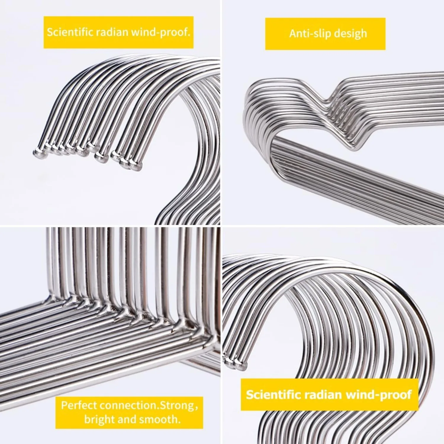 Hangers 100 Pack Wire Hangers Heavy Duty Clothes Hanger Ultra Thin Space Saving Metal Hangers16.5in，16.5"W x 7.8"H