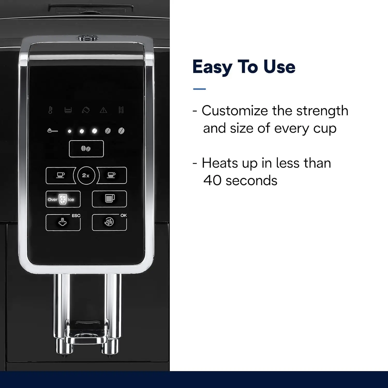 Espresso Machine, Black - Automatic Bean-to-Cup Brewing, Built-In Steel Burr Grinder & Manual Frother - One-Touch Hot 3