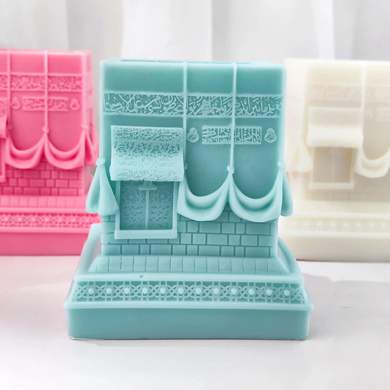 Kaaba Figurine Silicone Candle Mold Islamic Home Decoration Silicone Mold Ramadan Table Decor Soy Wax Islamic Home Art