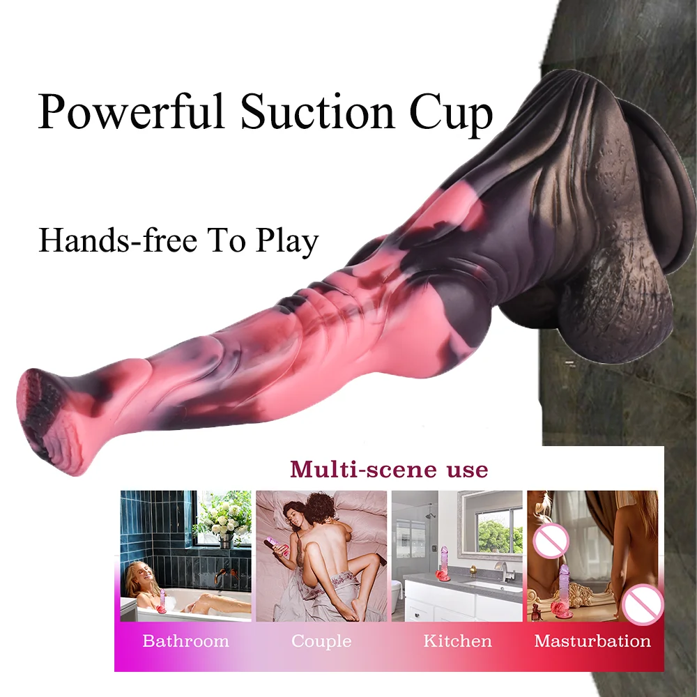 FRKO Soft Silicone Muscle Big Horse Dildo with Suction Cup G-Spot Vaginal Stimulator Anal Plug Masturbator for Women Men 18+