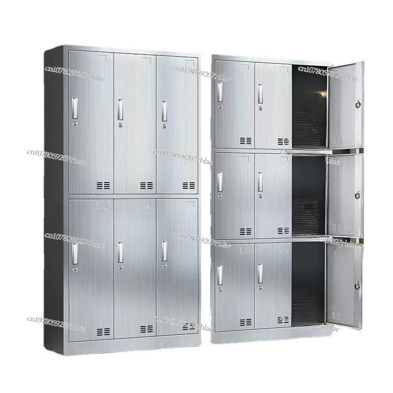 

Stainless Steel Wardrobe Staff Dormitory Locker with Lock Multi-Door Cabinet Factory Workshop Shoe Cabinet Sideboard