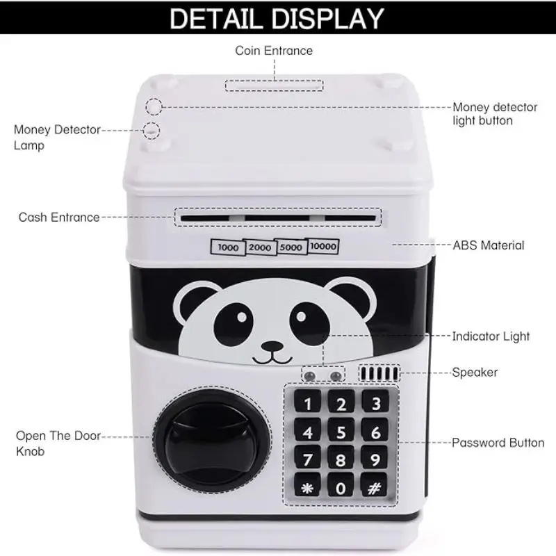 Piggy Bank for Kids Electronic Password Piggy Bank Kids Safe Bank Panda Unicorn Cartoon  Mini ATM Bank Toy for Boys and Girls 5