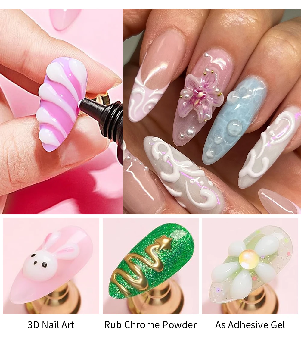 Description Picture 5 of itemBOZLIN 15ml Nail Rhinestone Glue with 3D Modelling Nail Gel Nail Charm Glue Super Strong Nail Glue For Nail 3D Sculpting Gel