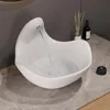 Artistic Concrete Bathroom Sink with Built-in Faucet and Pop-up Drain, Top Mount Bathroom Sink Bowl, Gray White 1