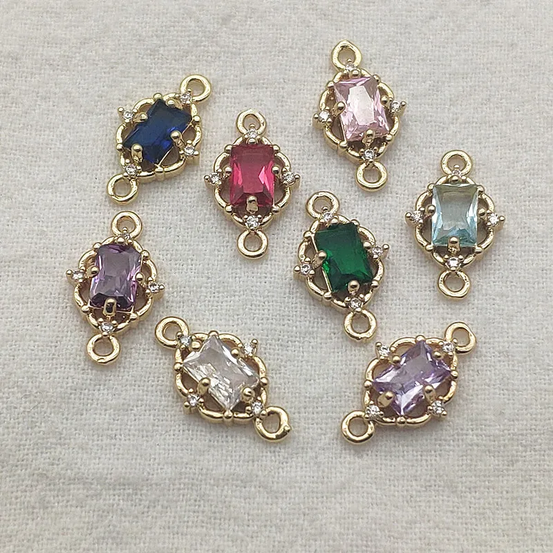 NewArrival9x15mm50pcsCubicZirconiaCrystalOvalConnectorsFor