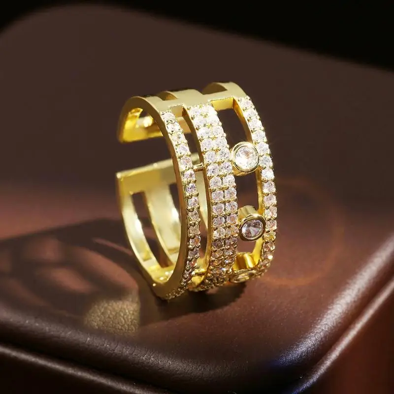 Fashion Hollow Three-layer Cubic Zirconia Rings Fo...