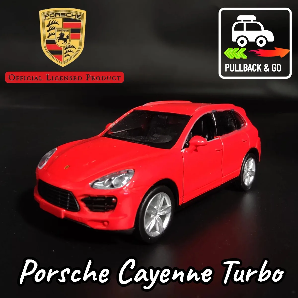 

1:36 Porsche Cayenne Turbo Pullback Toy Car Model Official Licensed Alloy Diecast Vehicle Scale Replica Xmas Gift Kid Boy Toy