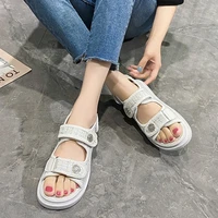 Platform Sandals Handmade Women Lattice Hook Loop Plaid Cloth Round Toe Summer Casual Ladies Outdoor Shoes - Image 4