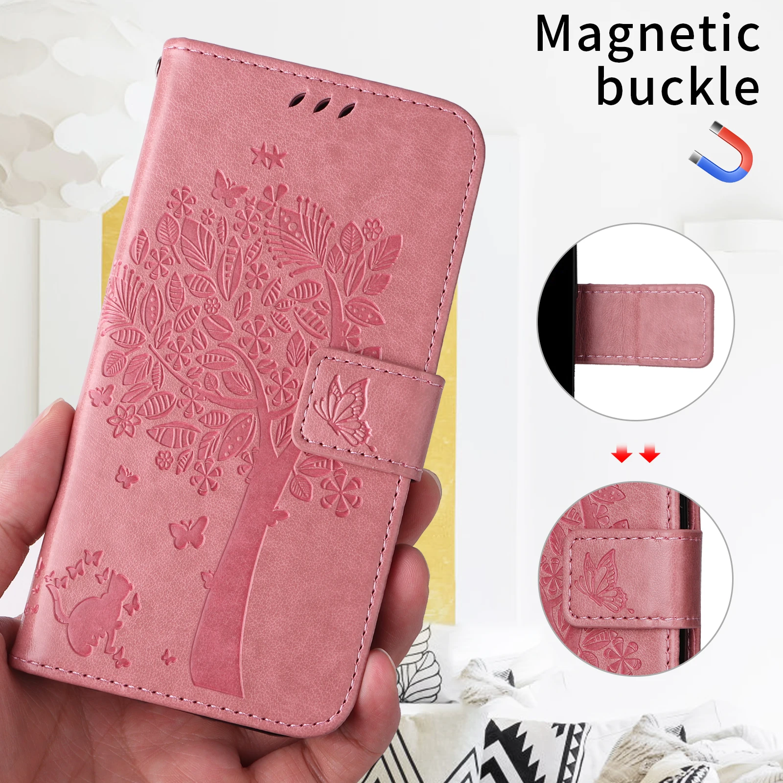 Leather Flip Wallet Phone Case - Universal Fit