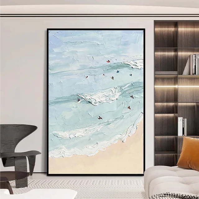 Wall Painting Hand Painted Texture Thick Acrylic Paint Abstract Sea Wave  Canvas Picture Unframed Pieces Artwork Modern Design - AliExpress