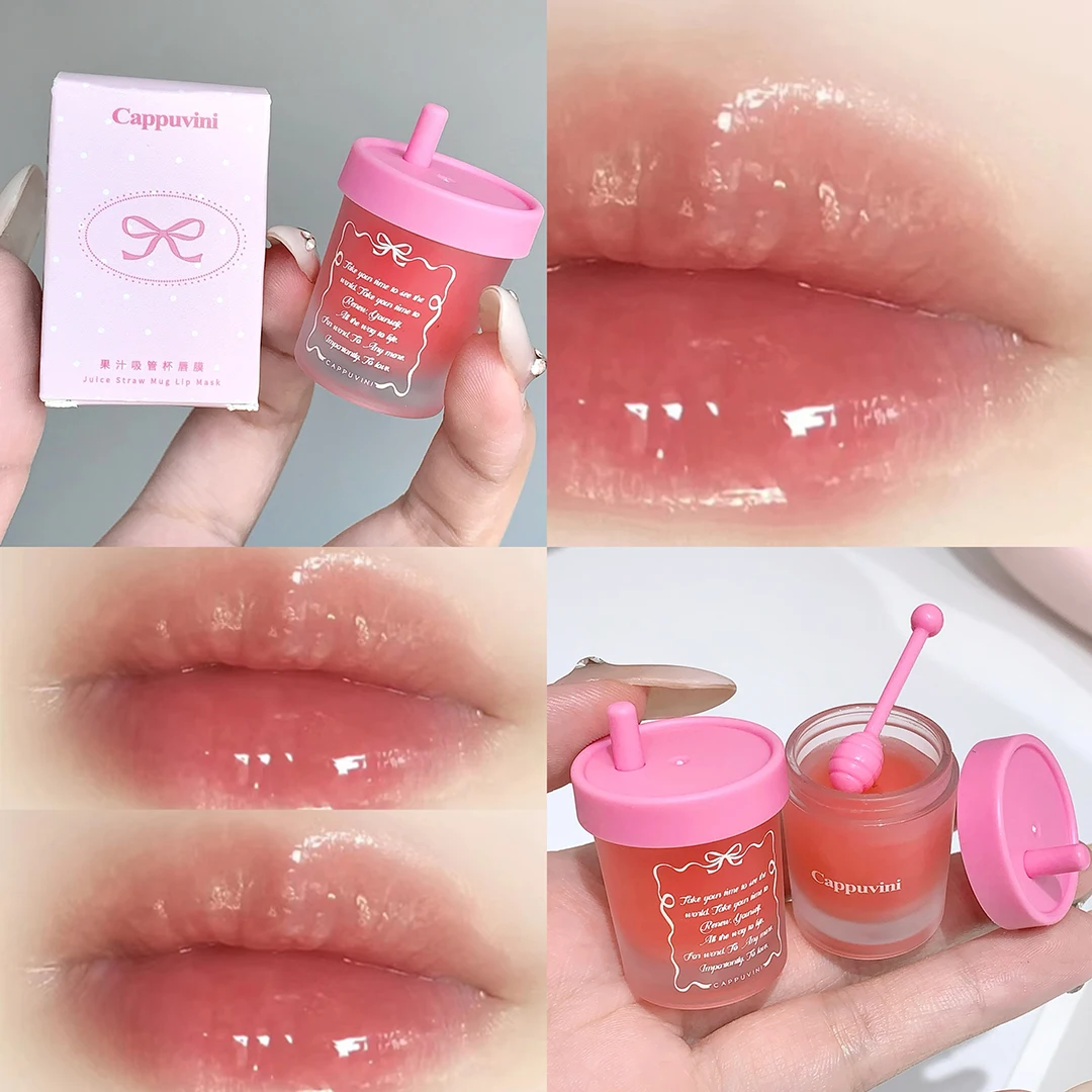 Description Picture 5 of item1/2pcs Crystal Balm Lip Mask Colourless Winter Moisturizing Lip Gloss Gel Lip Tint Fruit Flavor Strawberry Lips Care Repair