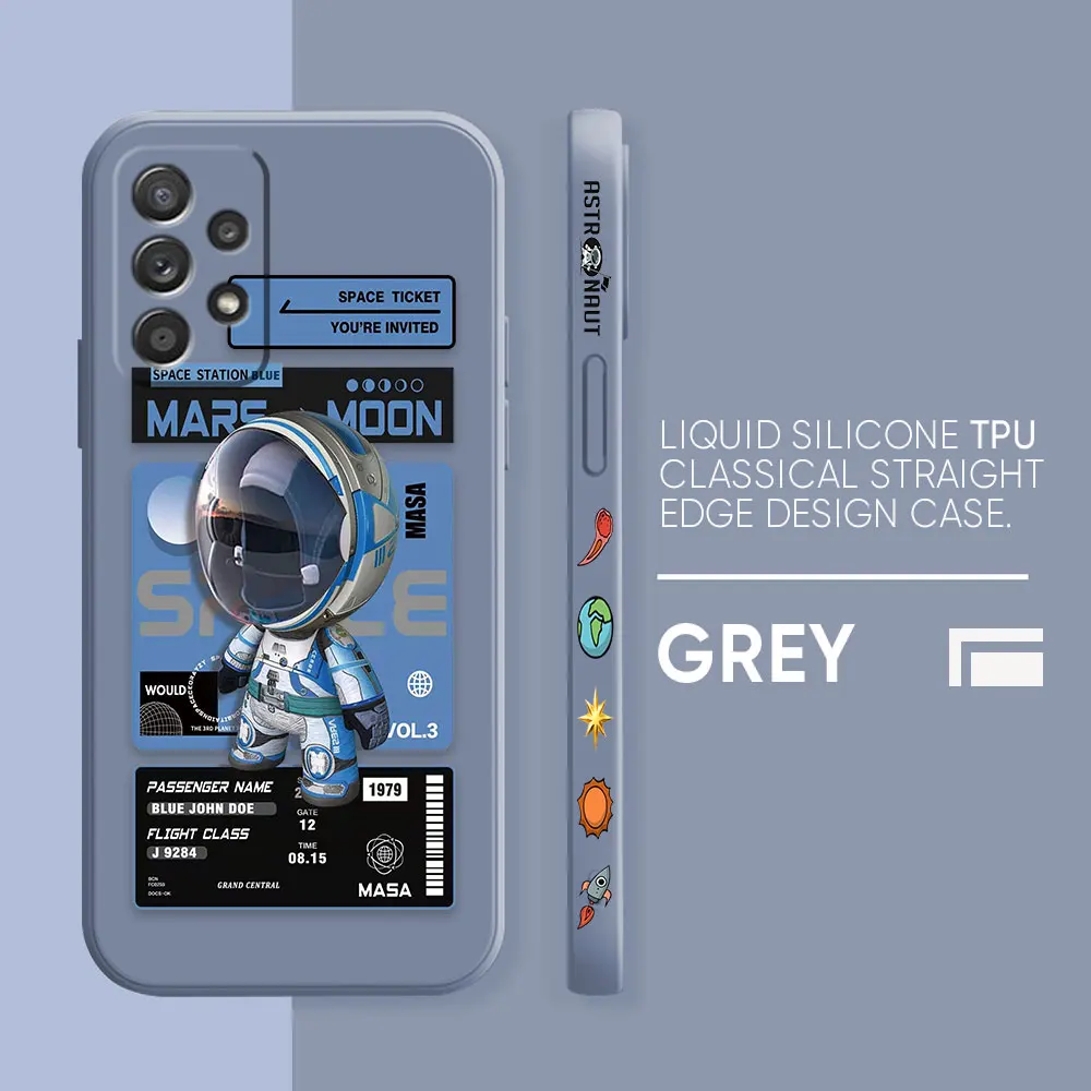 thumbnail image 1 of Funda para Samsung Galaxy A91 A73 A72 A71 A53 A52 A33 AO3S 4G 5G Funda de silicona líquida Simple elegante y lujosa astronautas espaciales, 1 of 5