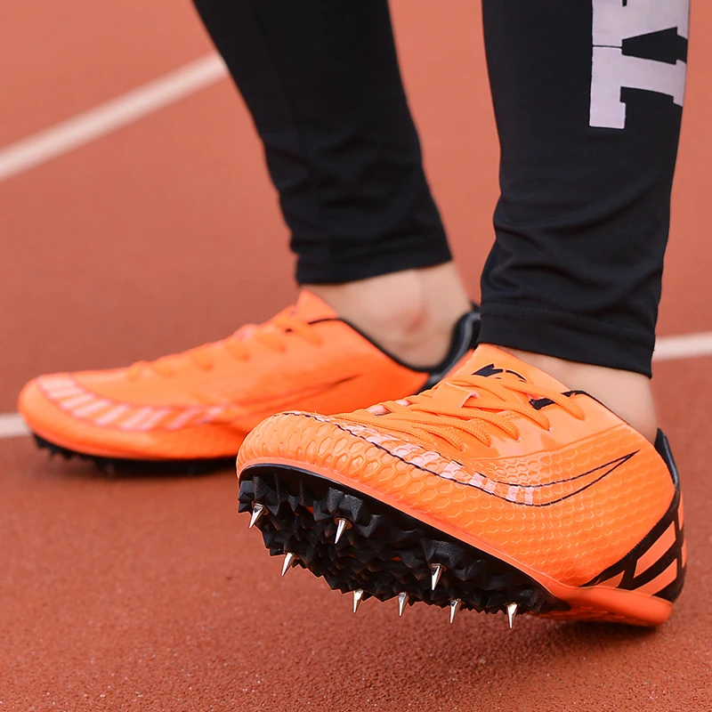 Men Track Field Shoes Spikes Running Training Nails Race Shoes Professional Light weight Soft Waterproof Long Jump