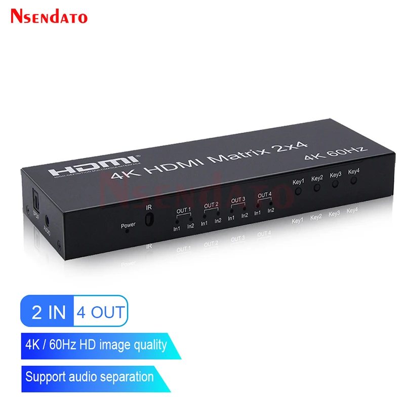 Divisor Matriz Hdmi 4k 60hz em Saídas Divisor de Áudio Extrator Aux Spdif para Ps3 tv e Dvd