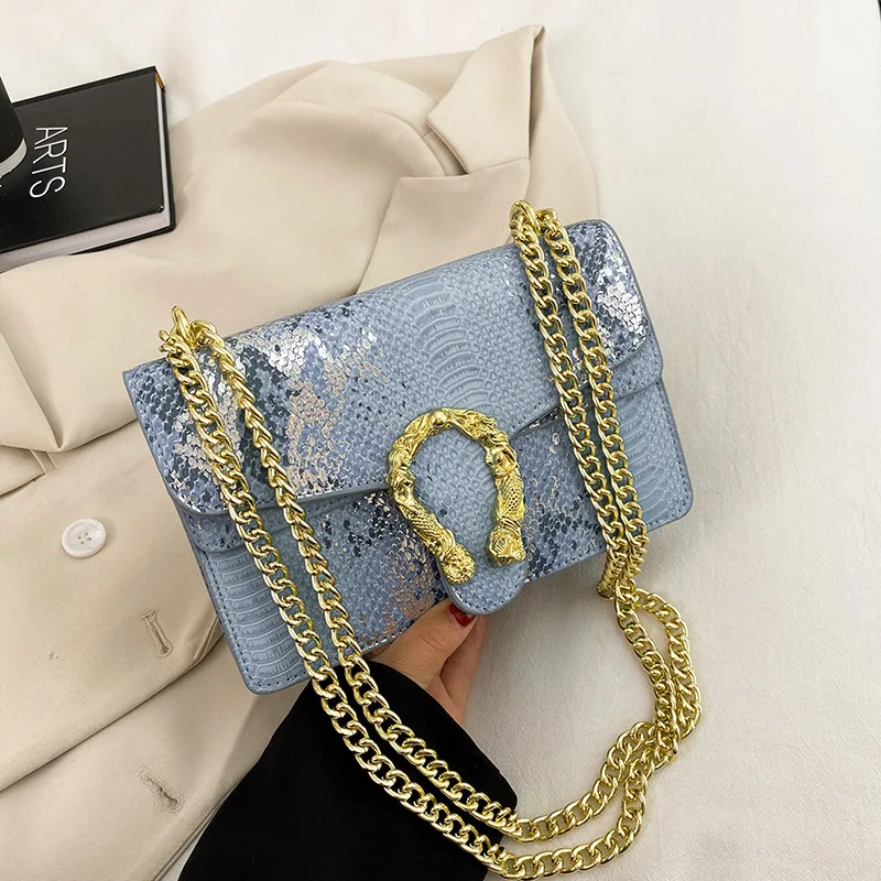 

Vintage Luxury Chain PU Fashion Serpentine Shoulder Bags For Women Crossbody Mobile Wallet Handbag сумка женская 가방 bolsas
