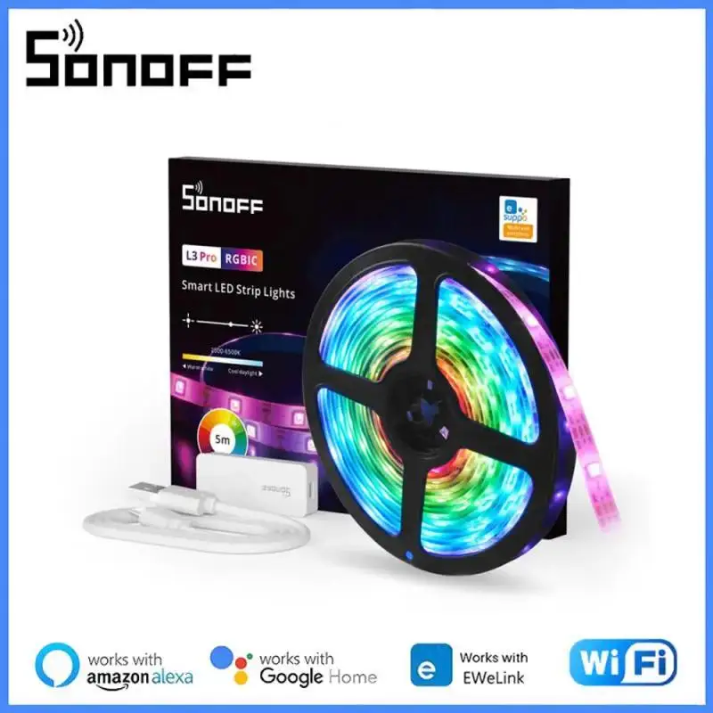 

SONOFF L3 Pro 5M WiFi Smart LED Strip Light Flexible RGB Light Decoration LED Lamp Tape Smart Home For Ewelink Alexa Google Home