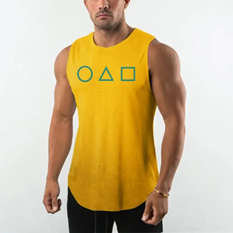 

Men's Fitness Muscle Sleeveless T-shirt Mesh Quick Drying Summer New Leisure Running Sportswear