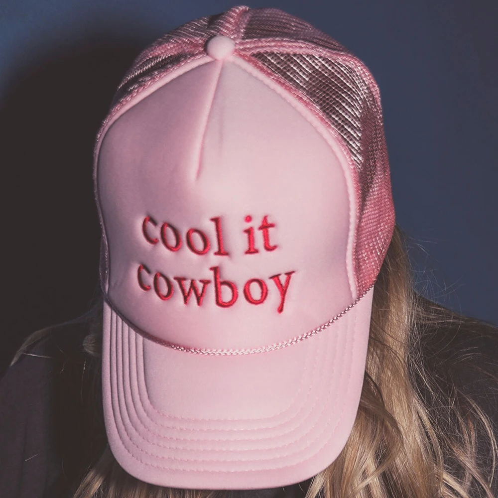 Cowboy Trucker Hat Girly Pink Summer Woman Embroider Mesh Cap Mom Hats sun hat,sun protection hat