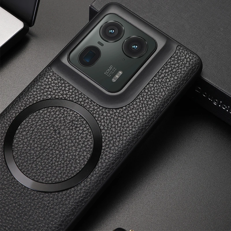 Magnetic PU Leather Lichee Pattern Anti-slip Ultra Thin Phone Case