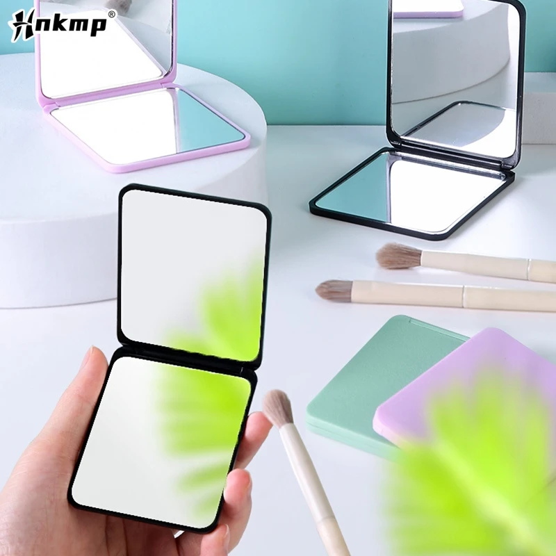 Rectangle Plastic Folding Mirror Pocket Mini Portable Makeup Travel Handheld Vanity Compact