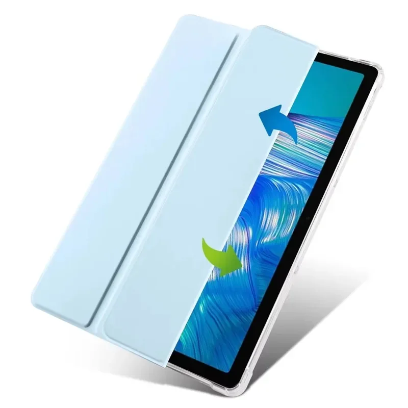 Luxury Transparent Flip Leather Tablet Case with Soft Clear Back - Shockproof Protective Cover