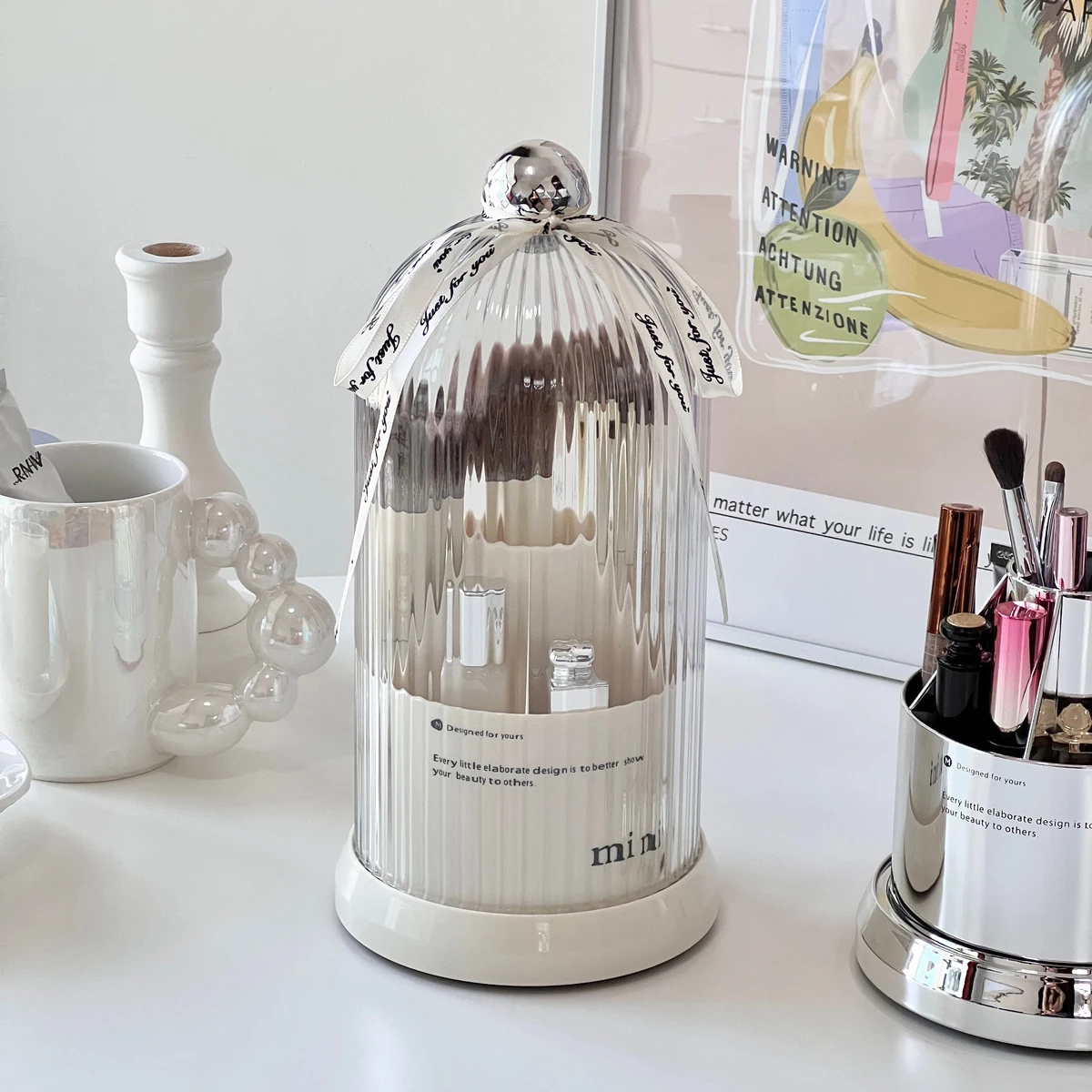360 Rotating Desktop Makeup Brushes Holder Portable Desktop Makeup Organizer Cosmetic Storage Box Make Up Tools Lipstick Rack 4