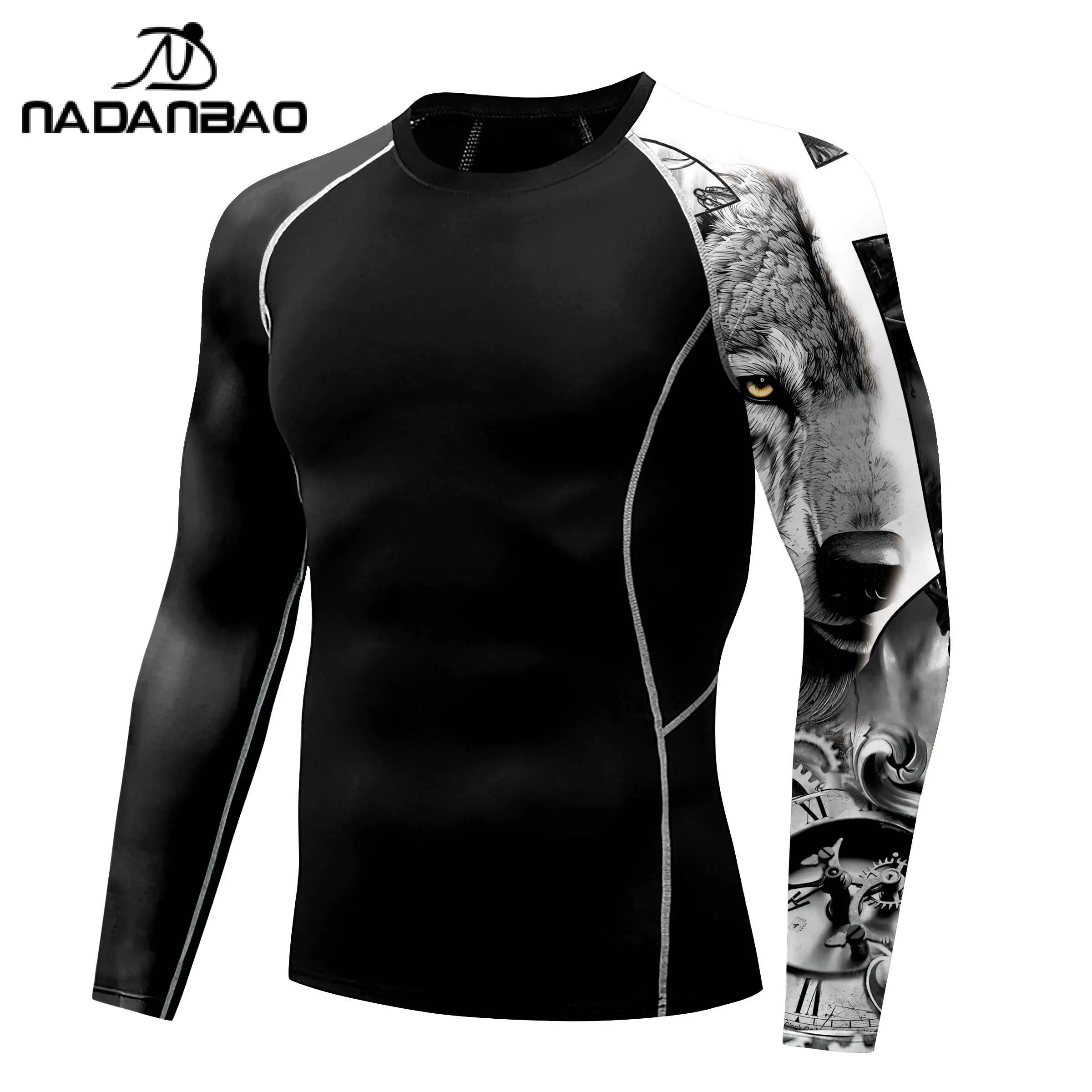 Rash Guard Surfing Swimsuit 3D Printing Quick Drying For Men Surfing Beach