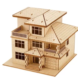 Three - Layer Modern Villa 3D Wooden Puzzle Kit - Creative Birthday or Holiday Gift (Three - story villa)