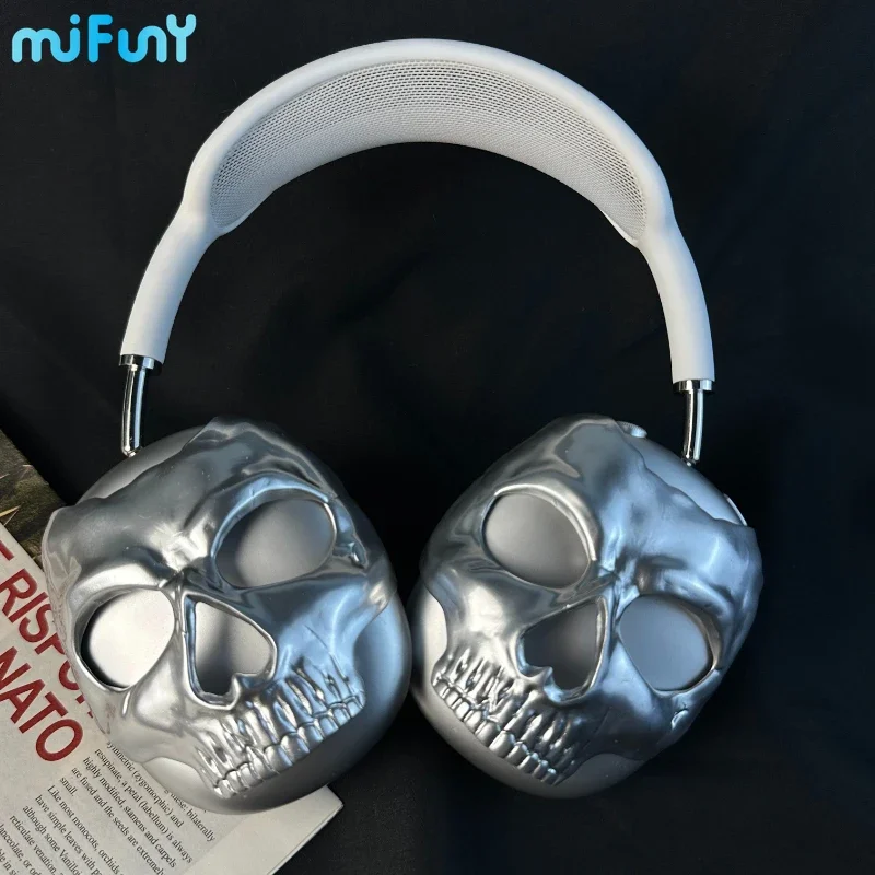 

Оригинальные чехлы Mifuny Airpods Max, серебристый защитный чехол с черепом, 3D принт, аксессуары для наушников
