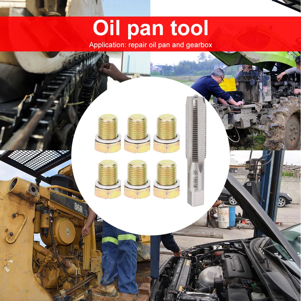 Car Repair Combination Suit M13x1.25 Iron Portable Oil Pan Drain Sump Plug Key Oil Pan Thread Repair Tools Kit
