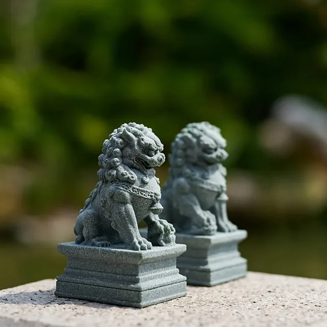 Statues de Lion gardien chinois Feng Shui, Figurines décoratives pour la maison, salon, Bar, café, ornement de bureau 3