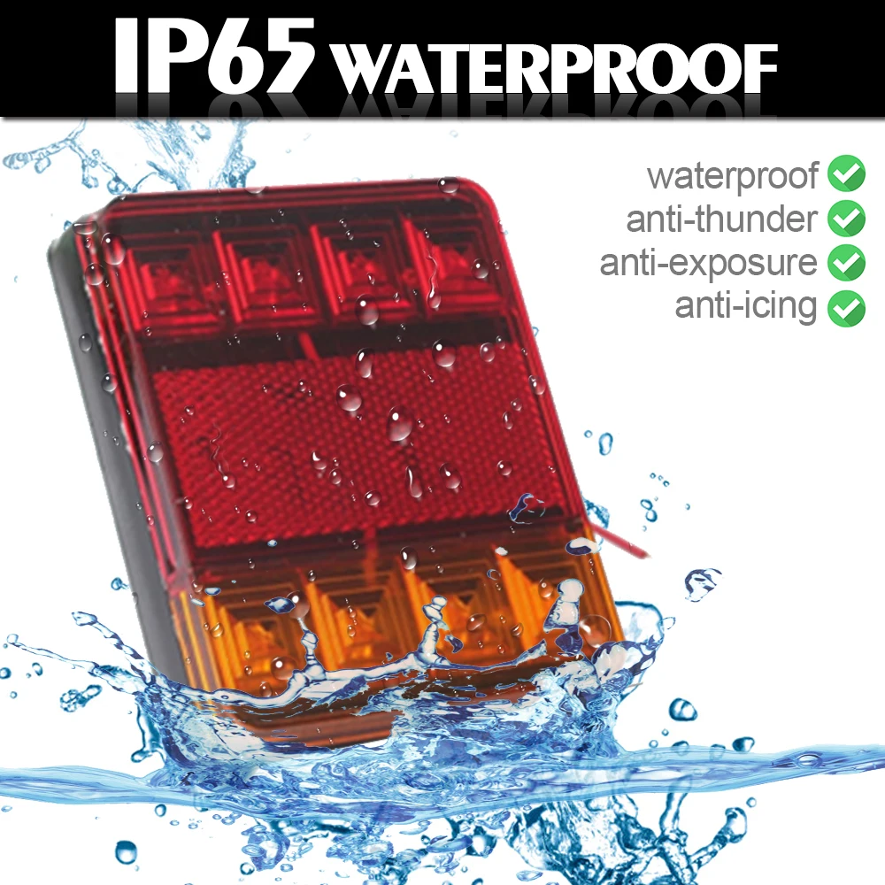

IP65 Waterproof 8 LED Car Tail Light Rear Lamps Pair Boat Trailer 12V Rear Parts for Trailer Truck Car Lighting Waterproof