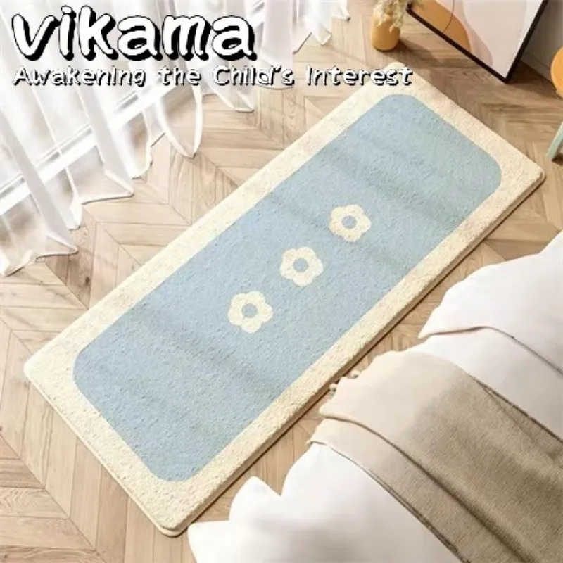VIKAMA Modern Simple Imitation Cashmere Bedside Carpet Bedroom Living Room Sofa Coffee Table Carpet Soft and Cozy
