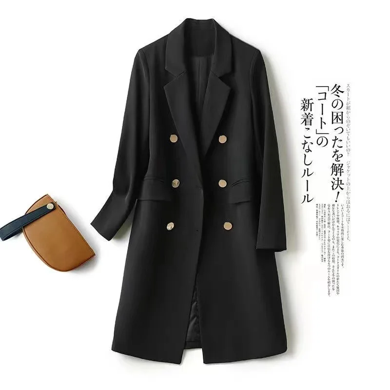 

Popular Short And Long Windbreaker Suit Jacket Women's Haute Couture Loose Fitting Korean Version Black Casual College Style