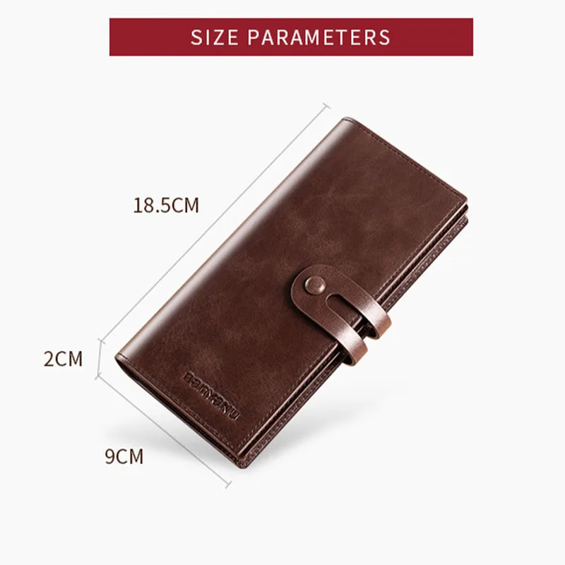 Wallet Men's long leather wallet Retro casual new leather zero wallet bag with large capacity zipper wallet anti-theft swipe