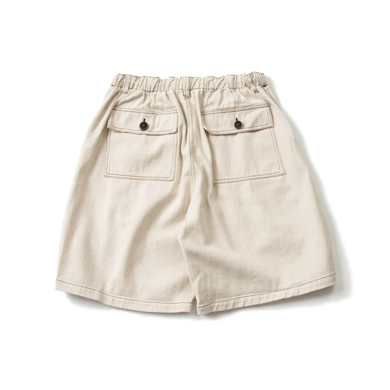 Primary Color Embryo Cloth Cotton Seed Shell Twill Gauze Card Casual Loose Shorts Men's Large Pocket Beach Pants Summer